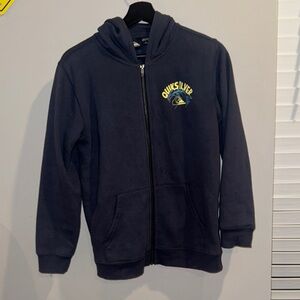 Quiksilver Blue Jacket with Hood and Front Zipper, Size Large